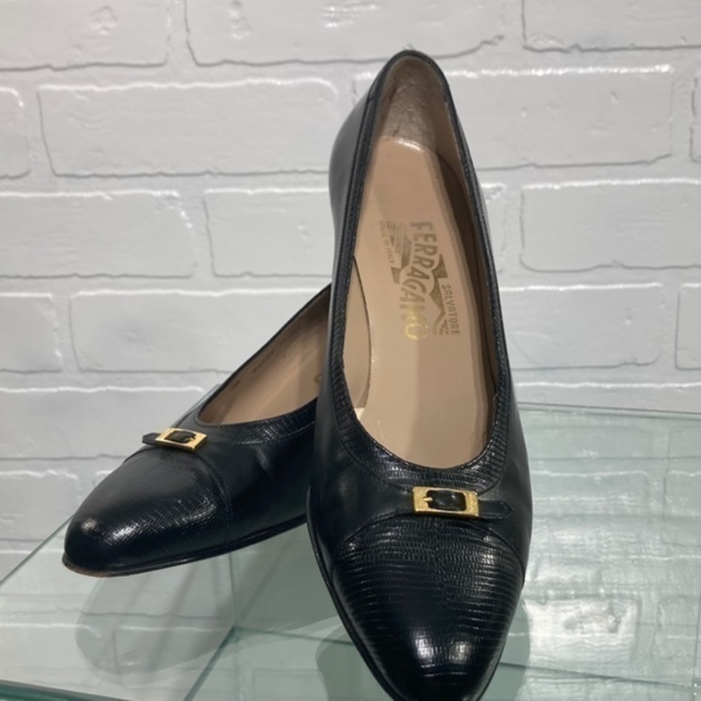 Salvatore Ferragamo Black block heel size 7.5B